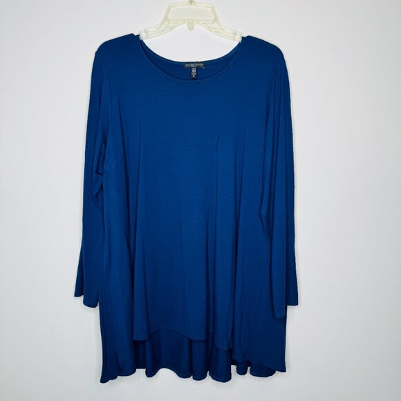 Eileen Fisher Blue Long Sleeve Tshirt Tunic Womens Plus 2X Viscose Spandex R5VFF - Picture 2 of 8